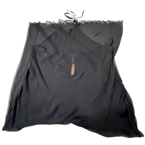 SKIMS Romance Chiffon Halter Silk Slip Dress Onyx 3X - Picture 2 of 10